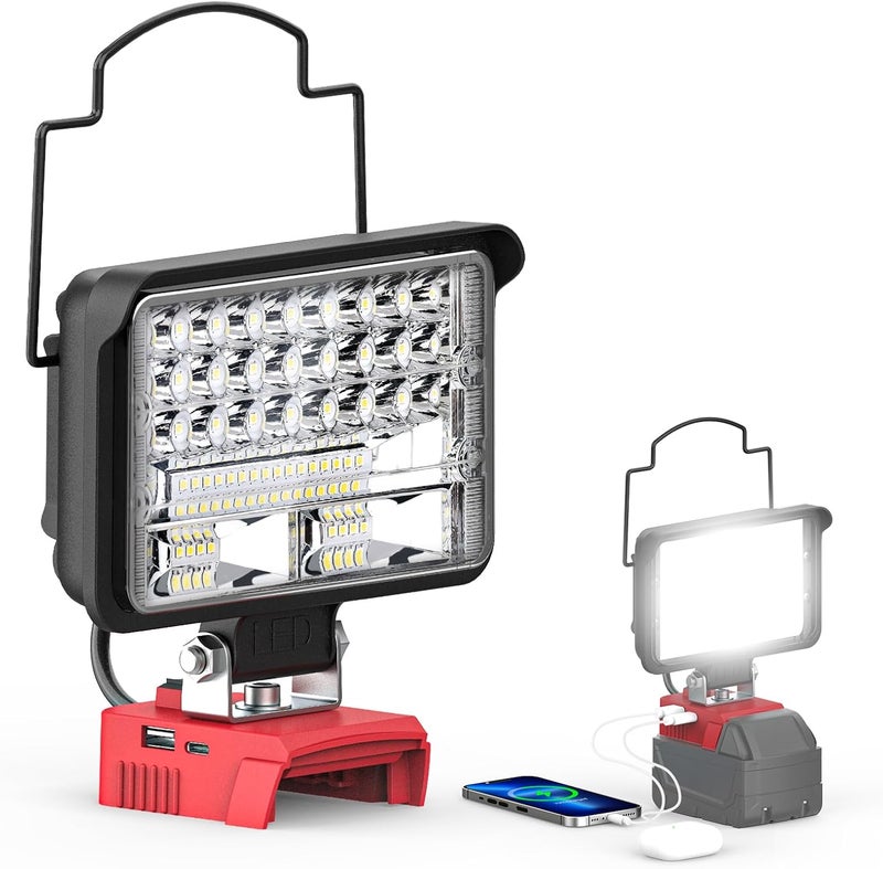 Ecarke LED Work Light Compatible with Milwaukee18V Battery, 128W Cordless Work Lights 12800LM of Flashlight Battery Light with Low Voltage Protection & Type-C & USB-A Charger Port - Image 1